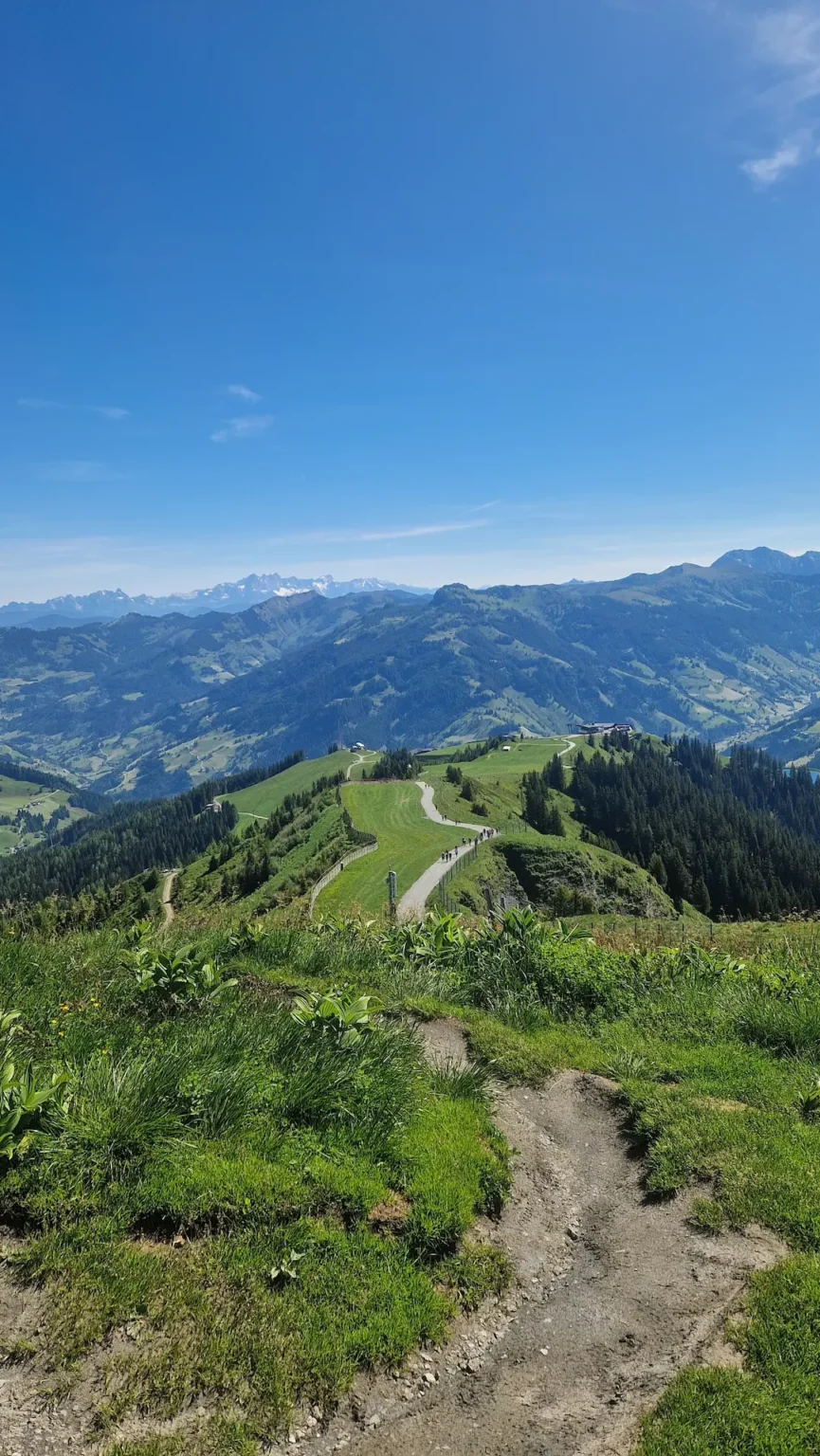 Aussicht vom Kreuzkogel über die Skischaukel Dorfgastein Großarl